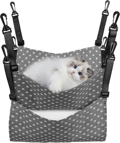 Sosoport 2pcs Cat Hammock for Cage Hanging Hammock Abeet Ammock for Cage قابلة للانعكاس معلق السرير الأشرطة والمواد البلاستيكية in Kuwait