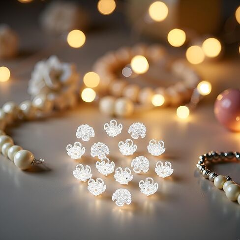 100 PCS Silver 8mm اللامع عتيقة خمر الفضة زهرة الزهرة أغطية نهاية حبة المعادن لصنع المجوهر in Kuwait