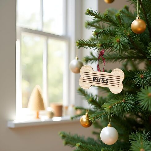 Pearhead Meowy Christmas Wooden Ornament, Pet Picture Frame Rustic Ornament, Cat Christmas Tree Ornament Keepsake in Kuwait