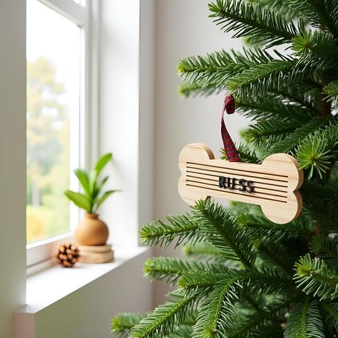 Pearhead Meowy Christmas Wooden Ornament, Pet Picture Frame Rustic Ornament, Cat Christmas Tree Ornament Keepsake in Kuwait