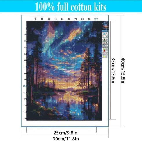 Tiwabb Aurora Starry Night Stamped Cross Stitch Kits for Adults Beginners in Saudi Arabia