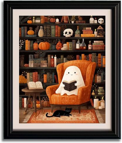 WRTCPOC لطيف هالوين الأشباح DIY مختومة كروس غرز مجموعات للبالغين القراءة الكتب 11CT NEEELEPOINT التطريز Cross Cross Stitch Kits Decoration in Kuwait