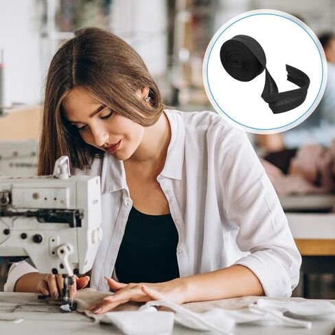 23 ياردة شريط تحيز أسود واحد للخياطة ، 1 بوصة أضعاف طية مزدوجة شريط لحاف ربط البوليستر ربط لحاف الربط التماس الربط التماس استكمال مستمر للقيام والأنابيب واللحف in Kuwait