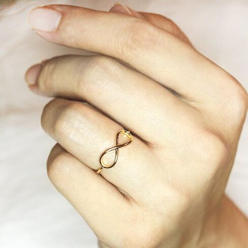 Infinity Love Knot Promise Ring New 925 Sterling Silver Plated Cute Band Stackable Wedding Bands Rings for Women Infinity Forever Love (6, Yellow Gold) in Saudi Arabia