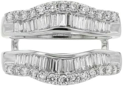 3ct baguette مختبر مختبر تم إنشاؤه Diamond Double Enhancer Wrapp Wrapp Ring ، 14K White Gold Finish (White ، 6) in Saudi Arabia