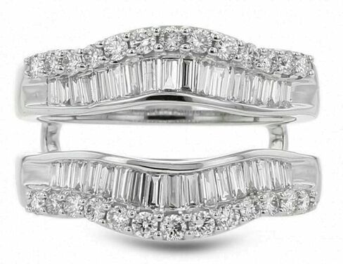 3ct baguette مختبر مختبر تم إنشاؤه Diamond Double Enhancer Wrapp Wrapp Ring ، 14K White Gold Finish (White ، 6) in Saudi Arabia