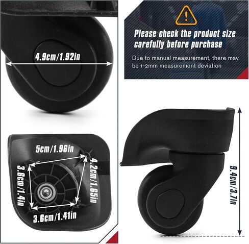 Zoofen 1 Pair Luggage Repair Wheels Replacement Luggage Wheels Suitcase Wheels Replacement (W041-2X) in Kuwait