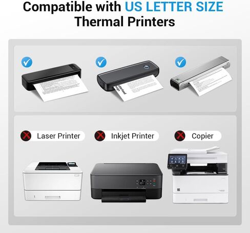 ورقة الطابعة الحرارية 8.5 × 11 بوصة ، ورق حراري 8.5 × 11 متوافق مع طابعة محمولة M08F-Letter ، M832 ، M834 ، MT800،100 SHIETs in Saudi Arabia