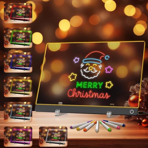 LED Note Board with Colors Light Board LED Message Board with Glow Acrylic Dry Erase Board with Light with 5 Modes Touch Control for Kids,Home/Bedroom/Store/Office/Gift (11.8 X 7.9) in Saudi Arabia