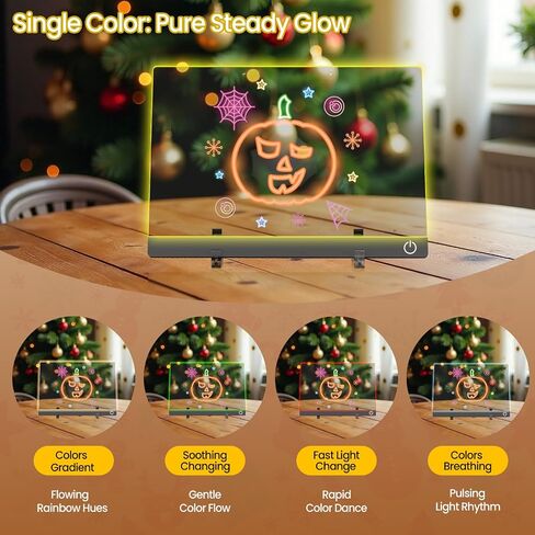 LED Note Board with Colors Light Board LED Message Board with Glow Acrylic Dry Erase Board with Light with 5 Modes Touch Control for Kids,Home/Bedroom/Store/Office/Gift (11.8 X 7.9) in Saudi Arabia
