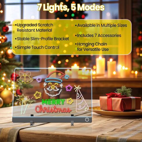 LED Note Board with Colors Light Board LED Message Board with Glow Acrylic Dry Erase Board with Light with 5 Modes Touch Control for Kids,Home/Bedroom/Store/Office/Gift (11.8 X 7.9) in Saudi Arabia