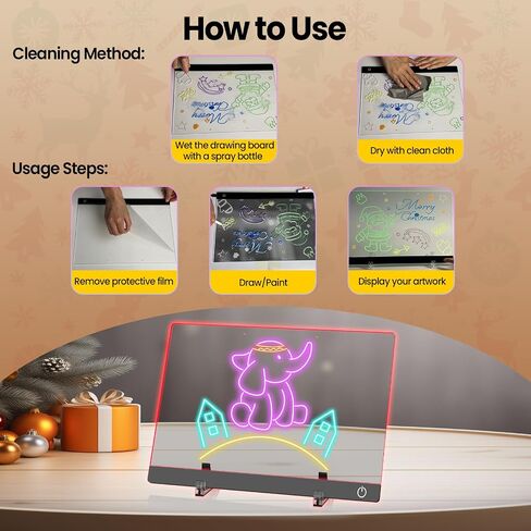 LED Note Board with Colors Light Board LED Message Board with Glow Acrylic Dry Erase Board with Light with 5 Modes Touch Control for Kids,Home/Bedroom/Store/Office/Gift (11.8 X 7.9) in Saudi Arabia