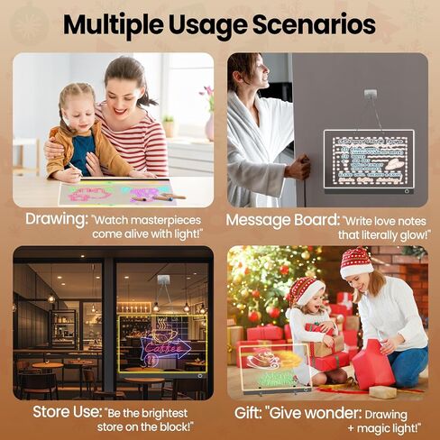 LED Note Board with Colors Light Board LED Message Board with Glow Acrylic Dry Erase Board with Light with 5 Modes Touch Control for Kids,Home/Bedroom/Store/Office/Gift (11.8 X 7.9) in Saudi Arabia