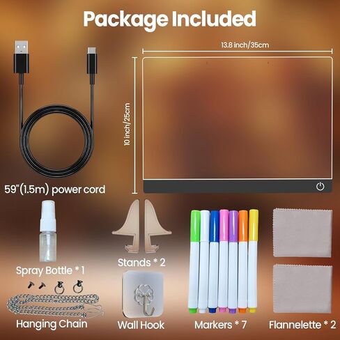 LED Note Board with Colors Light Board LED Message Board with Glow Acrylic Dry Erase Board with Light with 5 Modes Touch Control for Kids,Home/Bedroom/Store/Office/Gift (11.8 X 7.9) in Saudi Arabia