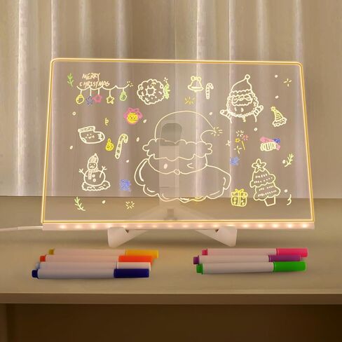 لوحة الرسم Lumiboard ، لوحة رسائل أكريليك مضيئة ، لوحة رسم قابلة للمحو ، 7 ألوان لوحة ملاحظات مع حامل قابل للتعديل ، للمنزل ، غرفة النوم ، المكتب ، الهدية (11.8 بوصة*7.9 بوصة) in Kuwait