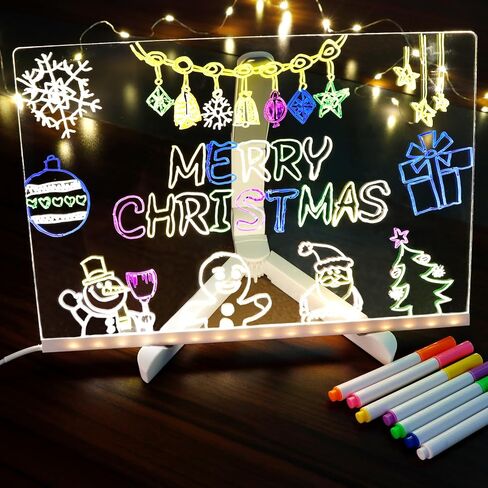 لوحة الرسم Lumiboard ، لوحة رسائل أكريليك مضيئة ، لوحة رسم قابلة للمحو ، 7 ألوان لوحة ملاحظات مع حامل قابل للتعديل ، للمنزل ، غرفة النوم ، المكتب ، الهدية (11.8 بوصة*7.9 بوصة) in Kuwait