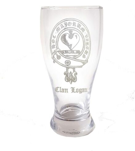 Clan Logan Scottish Crest Pint Glass, 19oz Engraved Personalization Included in Saudi Arabia