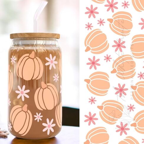 Personalized Tumbler Personalized Glass Tumbler with Birth Flower, Custom Glass Cup with Lids and Straws, Personalized Coffee Tumbler, Personalized Gift (Watercolor Floral Frosted Glass) in Kuwait
