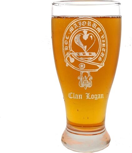 Clan Logan Scottish Crest Pint Glass, 19oz Engraved Personalization Included in Saudi Arabia