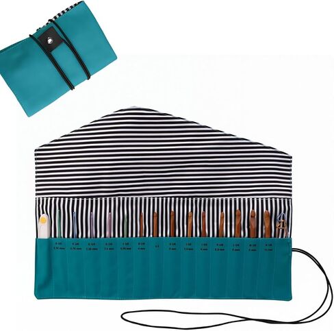 Crochet Hook Case,Knitting Needles Holder Case,Crochet Hook Rolling Organizer,Folding Oxford Cloth Portable Roll Up Knitting Needles Holder Case for Knitting Accessories(Green) in Saudi Arabia