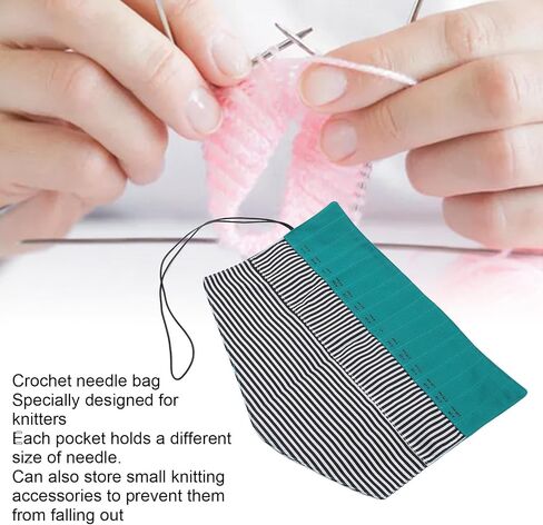 Crochet Hook Case,Knitting Needles Holder Case,Crochet Hook Rolling Organizer,Folding Oxford Cloth Portable Roll Up Knitting Needles Holder Case for Knitting Accessories(Green) in Saudi Arabia