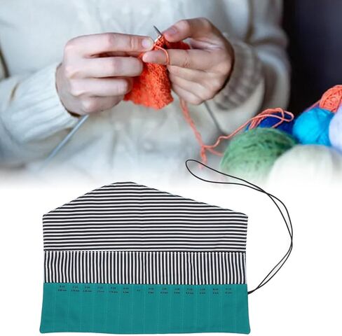 Crochet Hook Case,Knitting Needles Holder Case,Crochet Hook Rolling Organizer,Folding Oxford Cloth Portable Roll Up Knitting Needles Holder Case for Knitting Accessories(Green) in Saudi Arabia