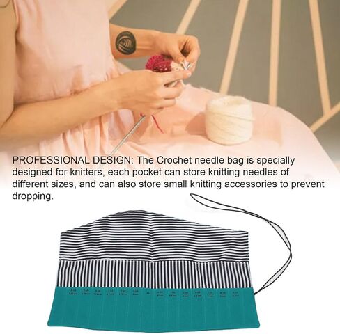 Crochet Hook Case,Knitting Needles Holder Case,Crochet Hook Rolling Organizer,Folding Oxford Cloth Portable Roll Up Knitting Needles Holder Case for Knitting Accessories(Green) in Saudi Arabia