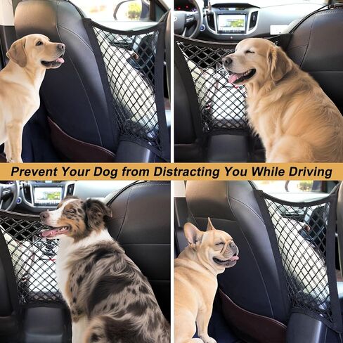 Dog Car Net Barrier for SUV， Upgraded Dog Travel Accessory with Organizers and Storage, Separates Pets from Passengers for Safely, organizes Essentials, Makes Trips Easier. in Saudi Arabia