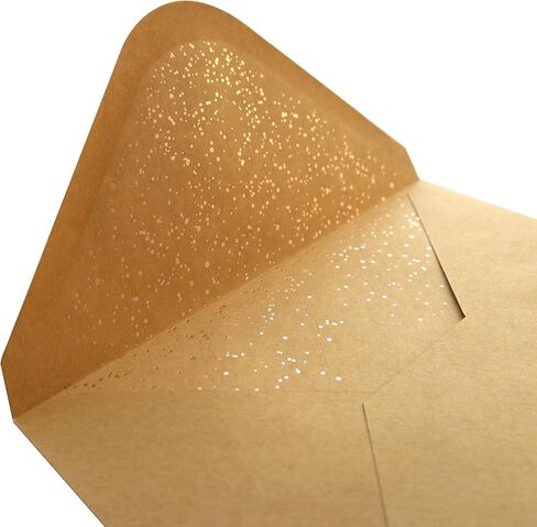 A7 Envelopes - V Flap Foil Linder Luxury Mailing A7 Envelopes for 5" x 7" Cards - for Wedding, Invitations, Baby Shower, Photos, Graduation, Birthday - 5.25" x 7.25" (50 Pack, Gold Round Confetti) in Kuwait