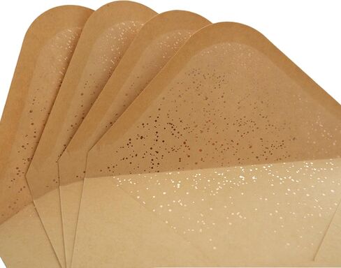 A7 Envelopes - V Flap Foil Linder Luxury Mailing A7 Envelopes for 5" x 7" Cards - for Wedding, Invitations, Baby Shower, Photos, Graduation, Birthday - 5.25" x 7.25" (50 Pack, Gold Round Confetti) in Kuwait