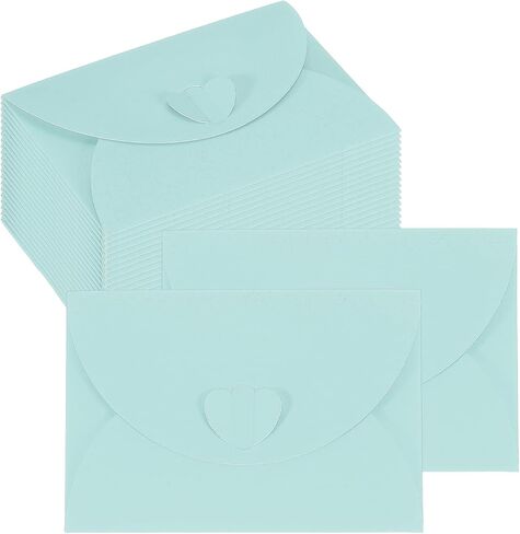 تتظاهر بطاقة Patikil Mini 4 "X2.8" ، حامل البطاقات اللطيف مع Heart Clasp لحفلات الزفاف عيد ميلاد تفضل بطاقات المعايدة التجارية (Blue Blue ، حزمة 50) in Kuwait