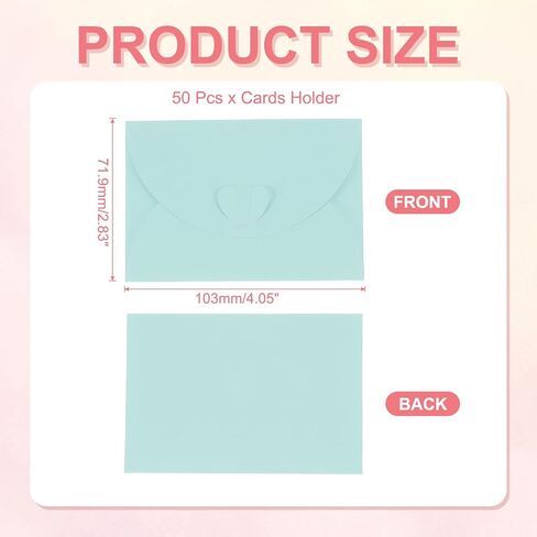 تتظاهر بطاقة Patikil Mini 4 "X2.8" ، حامل البطاقات اللطيف مع Heart Clasp لحفلات الزفاف عيد ميلاد تفضل بطاقات المعايدة التجارية (Blue Blue ، حزمة 50) in Kuwait
