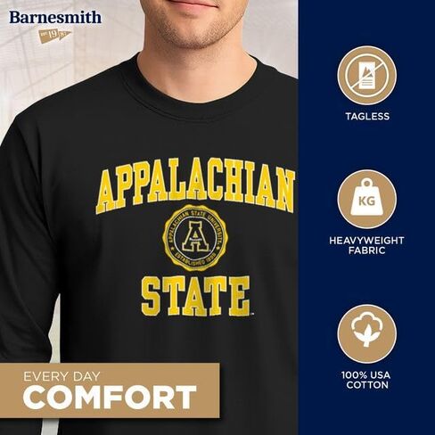 Barnesmith Long Sleeve Cotton Adult T-Shirt, Unisex, Heritage Logo, Color in Saudi Arabia