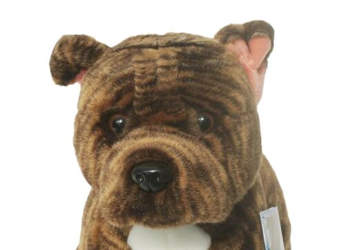 Brindle Staffordshire Bull Terrier Plush Toy Dog Plushie Can Be Personalized & Customized With An Engraved Tag, Collar and Stunning Gift Wrap in Kuwait