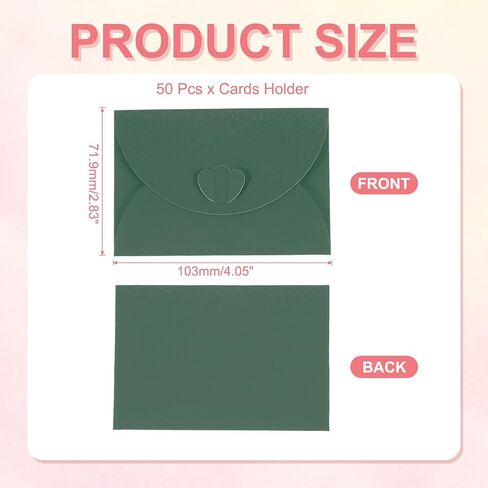 تتظاهر بطاقة Patikil Mini 4 "X2.8" ، حامل البطاقات اللطيف مع Heart Clasp لحفلات الزفاف عيد ميلاد تفضل بطاقات المعايدة التجارية (Blue Blue ، حزمة 50) in Kuwait