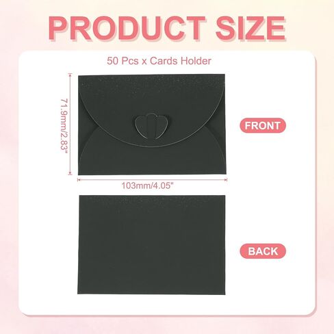 تتظاهر بطاقة Patikil Mini 4 "X2.8" ، حامل البطاقات اللطيف مع Heart Clasp لحفلات الزفاف عيد ميلاد تفضل بطاقات المعايدة التجارية (Blue Blue ، حزمة 50) in Kuwait