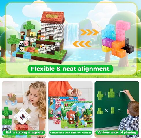 300PCS Magnetic Blocks - Magnetic Building Blocks, Stacking Magnet Cubes Toys, STEM Montessori Sensory Game Toys for Kids Boys and Girls Ages 3 4 5 6 7 8 Birthday Gifts in Saudi Arabia