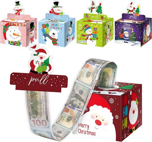 5pcs عيد الميلاد مفاجأة أموال صندوق للهدية النقدية ، وصندوق هدايا مالي عيد الميلاد مع البطاقة وحامل النقود للأطفال البالغين ، وعطلة متعة DIY ، وتشمل 250 ٪ حقيبة شفافة in Kuwait