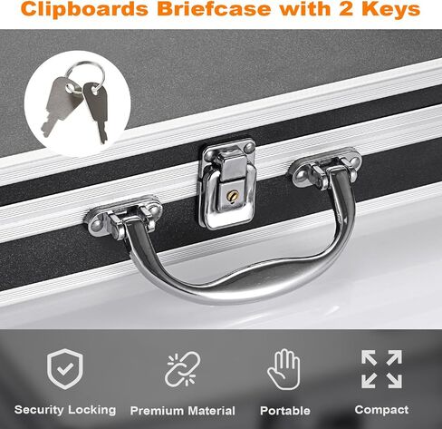 Metal Clipboard Storage Box with Key Lock and Handle, 12x9 Inch Aluminum Clipboard Case, Portable Small Briefcase with Binder, Heavy Duty Paper Organizer for Office Business Men, Letter Size in Saudi Arabia