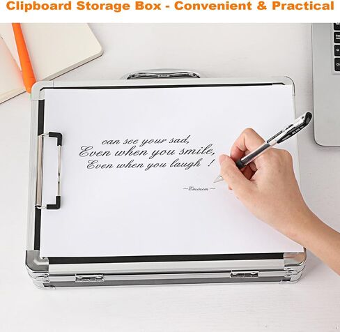 Metal Clipboard Storage Box with Key Lock and Handle, 12x9 Inch Aluminum Clipboard Case, Portable Small Briefcase with Binder, Heavy Duty Paper Organizer for Office Business Men, Letter Size in Saudi Arabia