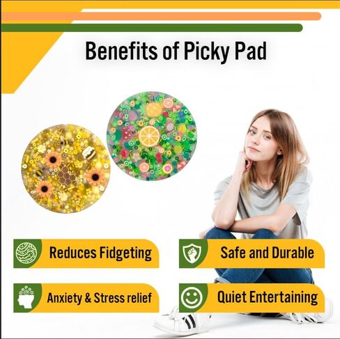 Picky Pad 2Pcs- Multicolor Fidget Pads, Fidget Toy for Skin Picking, Fidget Toys Adults, Trichotillomania & Dermatillomania, ADHD Pick Pad, Sensory in Saudi Arabia
