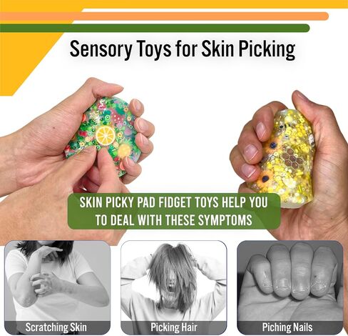 Picky Pad 2Pcs- Multicolor Fidget Pads, Fidget Toy for Skin Picking, Fidget Toys Adults, Trichotillomania & Dermatillomania, ADHD Pick Pad, Sensory in Saudi Arabia