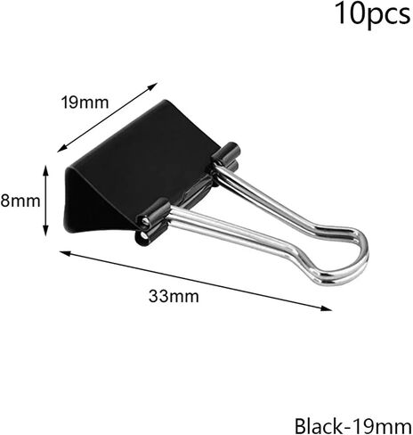 10PCS Metal Paper Clip 15mm 19mm 25mm 32mm Foldback Metal Binder Clips Black Grip Clamps Paper Document Office School Stationery(15mm-Colorful) in Saudi Arabia