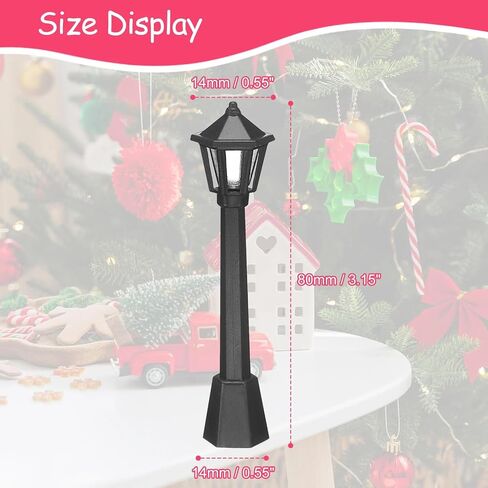 12 PCS Mini Mini Miniature Street Light Model ، قطار سكة حديد ما بعد المصابيح أعمدة خفيفة للخارج ، إكسسوارات إضاءة الحدائق الخيالية ، مصباح أسود في الهواء الطلق مسار الفوانيس بعد الإكسسوارات in Kuwait