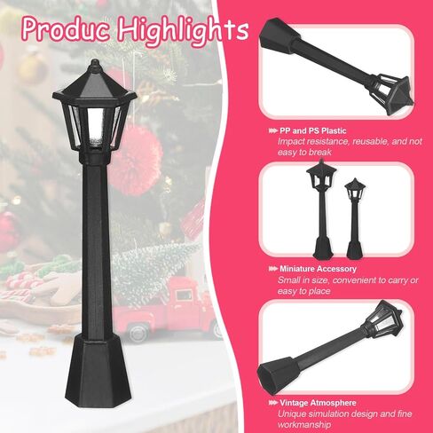 12 PCS Mini Mini Miniature Street Light Model ، قطار سكة حديد ما بعد المصابيح أعمدة خفيفة للخارج ، إكسسوارات إضاءة الحدائق الخيالية ، مصباح أسود في الهواء الطلق مسار الفوانيس بعد الإكسسوارات in Kuwait