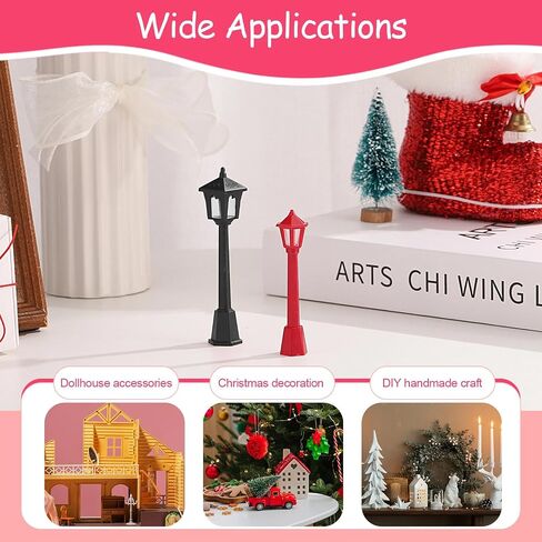 12 PCS Mini Mini Miniature Street Light Model ، قطار سكة حديد ما بعد المصابيح أعمدة خفيفة للخارج ، إكسسوارات إضاءة الحدائق الخيالية ، مصباح أسود في الهواء الطلق مسار الفوانيس بعد الإكسسوارات in Kuwait