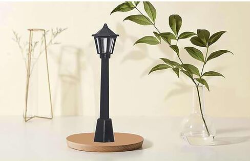 12 PCS Mini Mini Miniature Street Light Model ، قطار سكة حديد ما بعد المصابيح أعمدة خفيفة للخارج ، إكسسوارات إضاءة الحدائق الخيالية ، مصباح أسود في الهواء الطلق مسار الفوانيس بعد الإكسسوارات in Kuwait