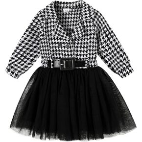 YOUNGER STAR Little Baby Girl Black and White Dress Buffalo Plaid Tutu Skirt Party Princess Formal Outfit Clothes in Kuwait