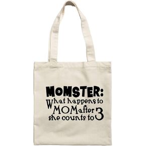 Momster Definition What Happens To Mom After She Counts To Three Reusable Canvas Tote Bag in Kuwait
