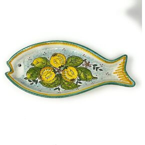 Ceramiche d'Arte Parrini - فن السيراميك الإيطالي يقدم صينية أسماك الأسماك الشهية الفخار الليمون المزخرف المصنوع في إيطاليا توسكان in Kuwait